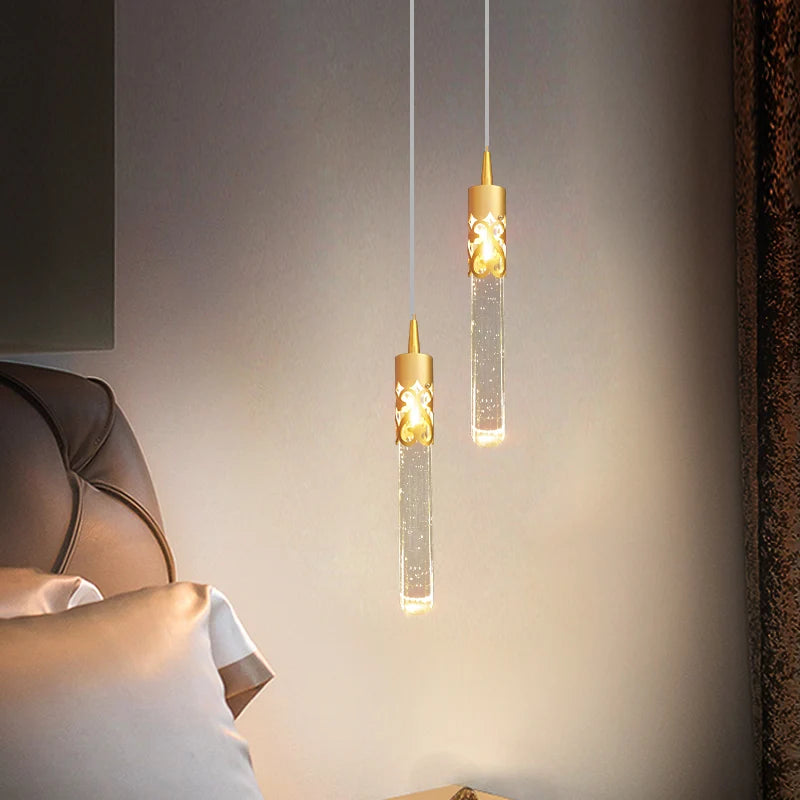 suspension en cristal de luxe avec télécommande pour chevet kistchen island led