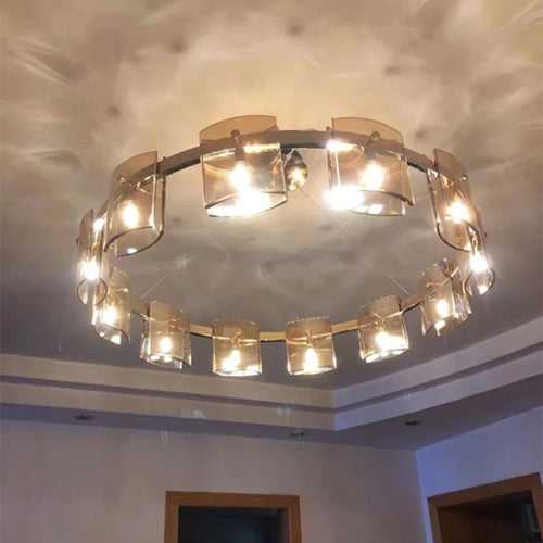 lustre led scandinave en cristal décoration d'intérieur luminaire - vue 4 sur 12