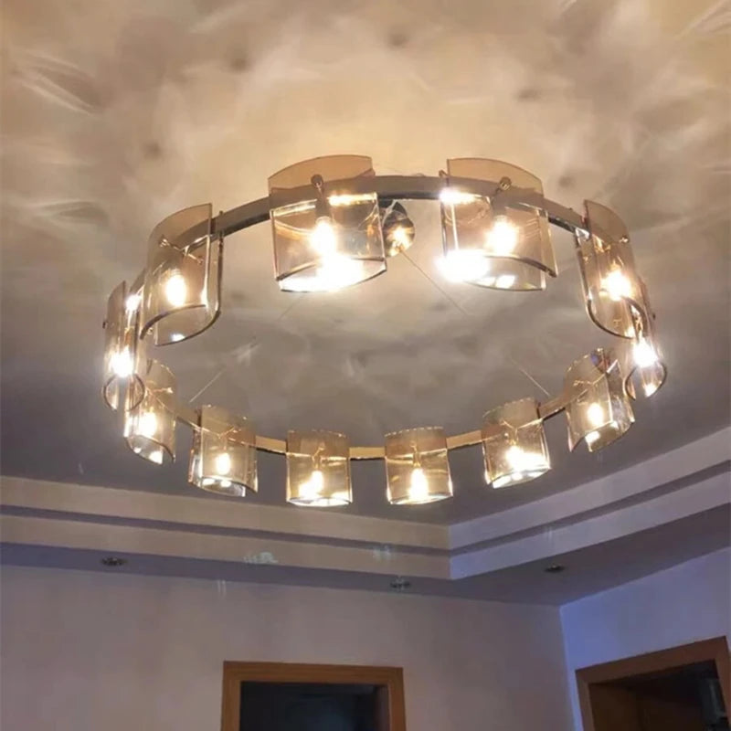 lustre led scandinave en cristal décoration d'intérieur luminaire - vue 4 sur 12