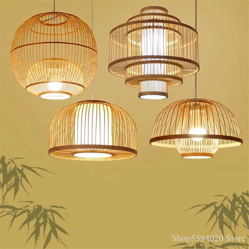 suspension en bois chinois design lumineux pour restaurant japonais - vue 4 sur 14