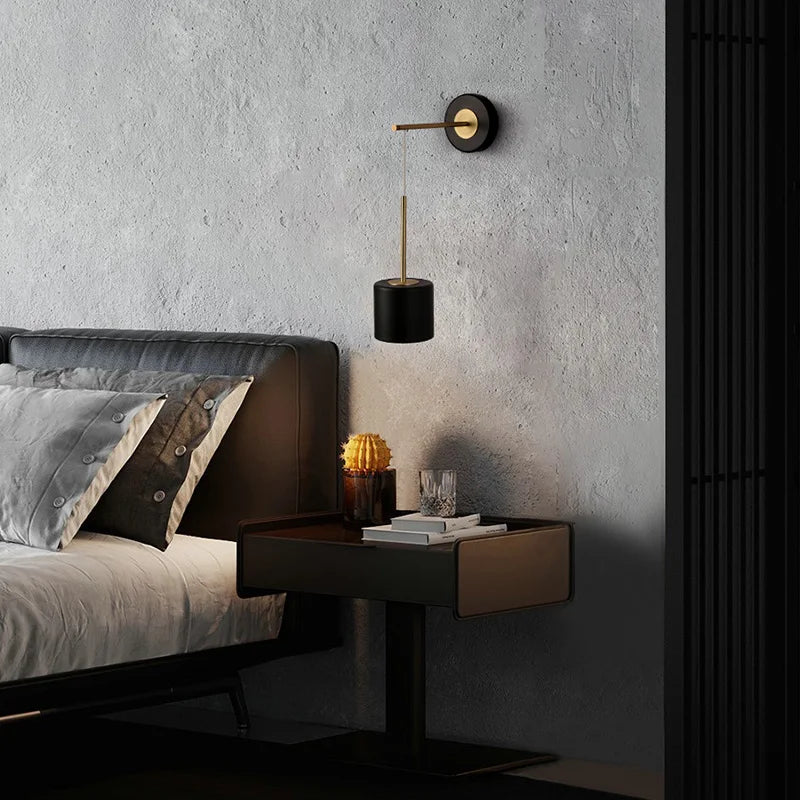 Aisilan appliques murales suspendues de luxe applique murale suspendues noires et dorées 5W luminaire LED pour chambre à coucher et étude