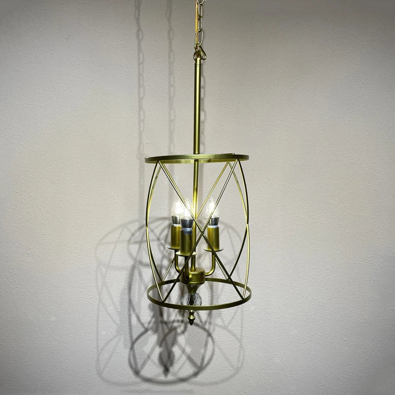 lustre industriel rétro en cristal trois têtes suspension