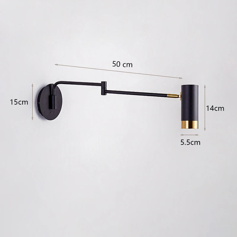 lampe de chevet murale nordique à bras pivotant minimaliste