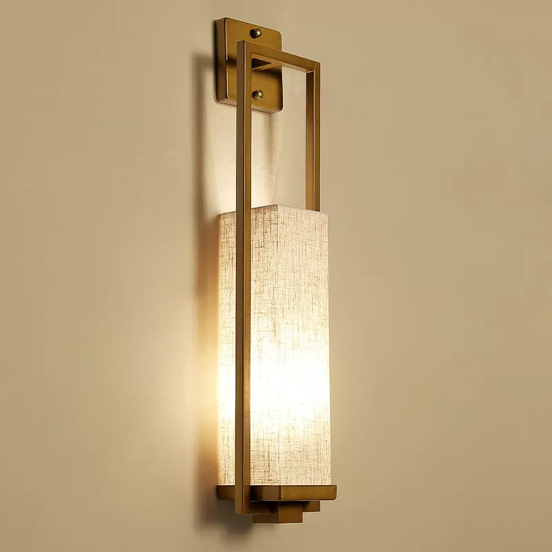 Nouveau style chinois applique lampe de chevet salon chambre couloir hôtel mur escalier lampe e27 tissu luminaire applique