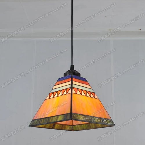 lustre espagnol tiffany pour restaurant et café vitré - vue 3 sur 6