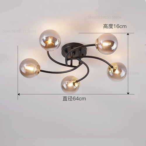 plafonnier nordique simple en verre avec led moderne - vue 11 sur 12