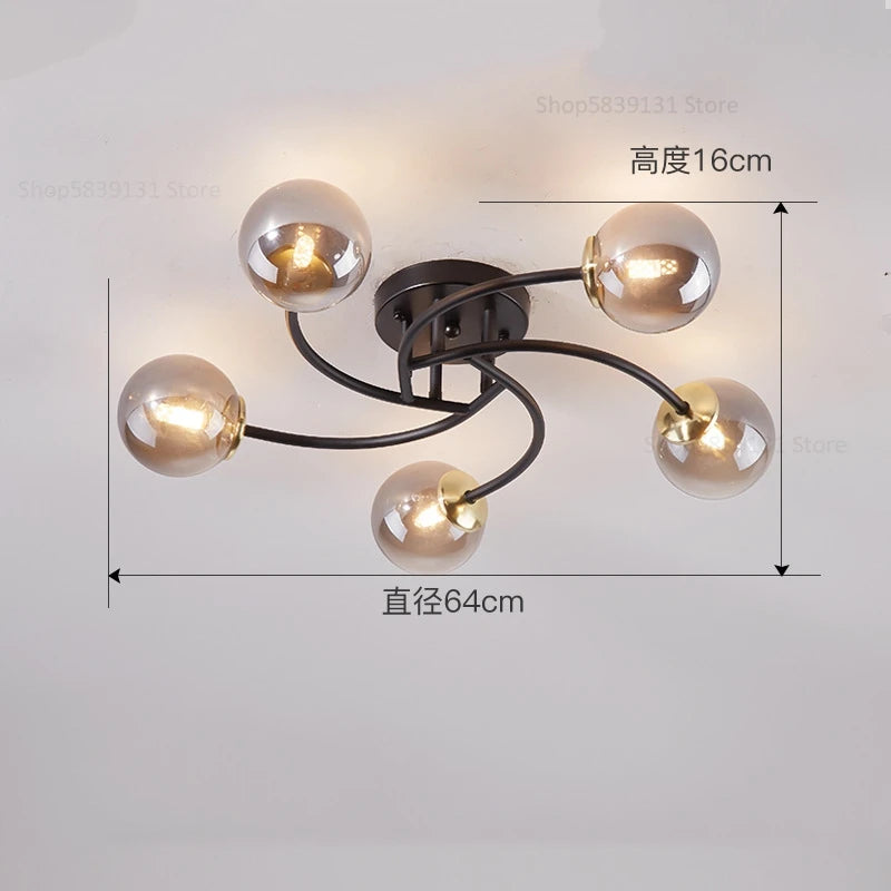 plafonnier nordique simple en verre avec led moderne - vue 10 sur 12