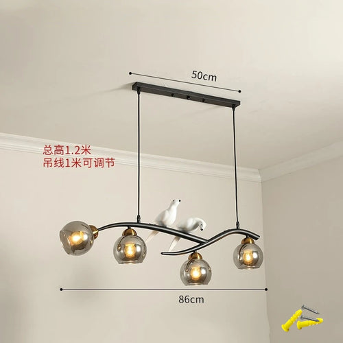 lustre moderne nordique en verre led pour restaurant bar - vue 12 sur 14