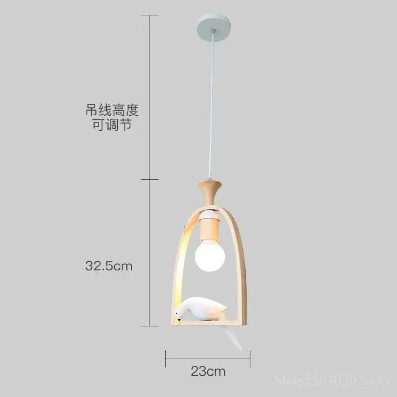 lustre en bois nordique pour oiseaux suspension romantique et chaleureuse - vue 6 sur 6