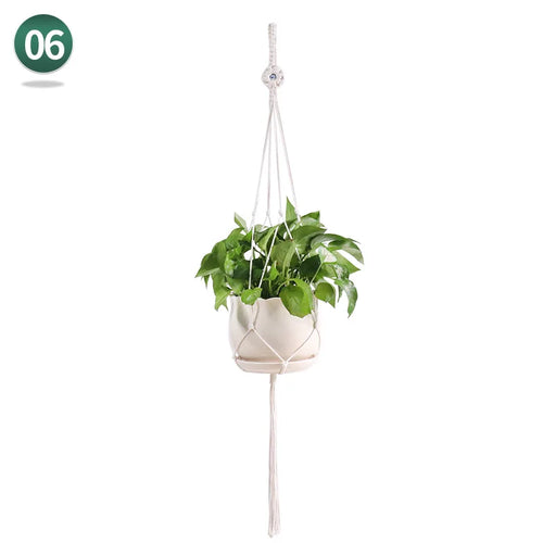 panier suspendu en macramé pour plantes artisanales décoration intérieure - vue 11 sur 18