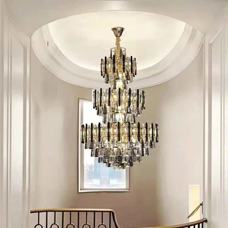 lustre en cristal de luxe pour escalier et hall d'hôtel - vue 2 sur 11