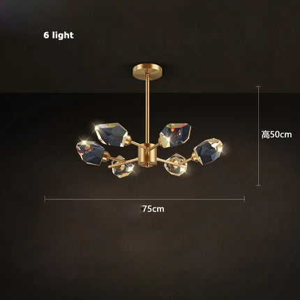 lustre en cristal et cuivre style art déco design moderne - vue 21 sur 22