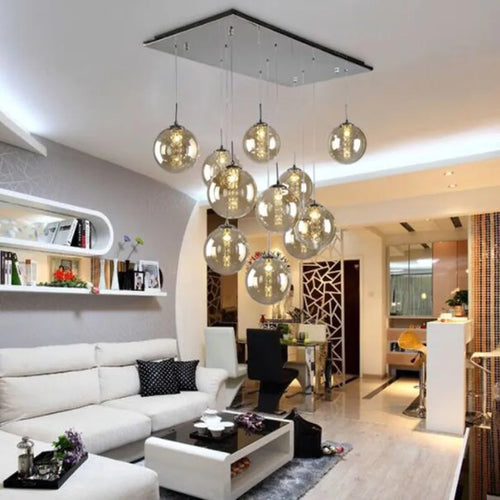 suspension en verre design pour escalier moderne à LED