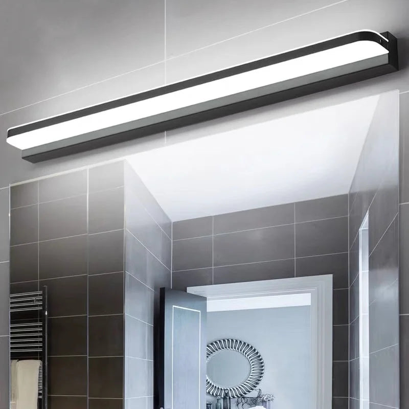 Led miroir lumière moderne salle de bain lampe appliques 42/62/72/120cm acier inoxydable AC85-265V noir blanc appliques LED apliques