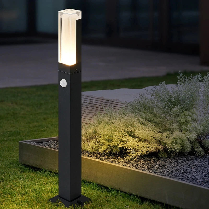 Capteur de mouvement 10W LED lampe à gazon extérieur étanche IP65 aluminium acrylique abat-jour cour villa paysage chemin pelouse lumières