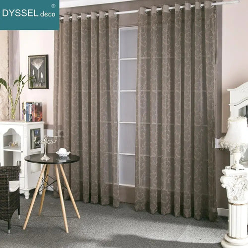 Voilage jacquard floral géométrique style rétro pour salon - vue 5 sur 8