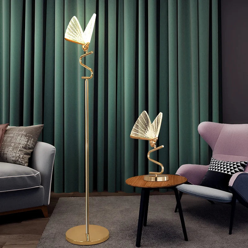 lampe à poser papillon design moderne veilleuse créative luminaire luxe - vue 2 sur 12