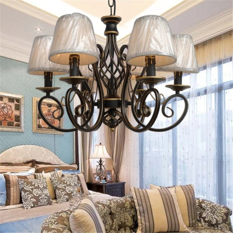 lustre en fer antique cristal rétro éclairage nordique décoratif - vue 8 sur 10