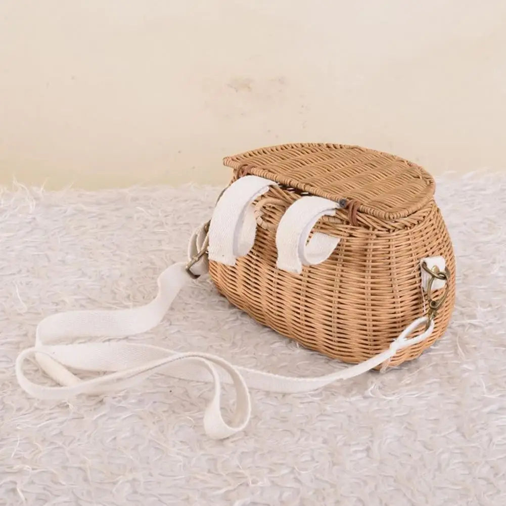 panier arrière pour vélo tricycle scooter en bambou et rotin tissé - vue 5 sur 7
