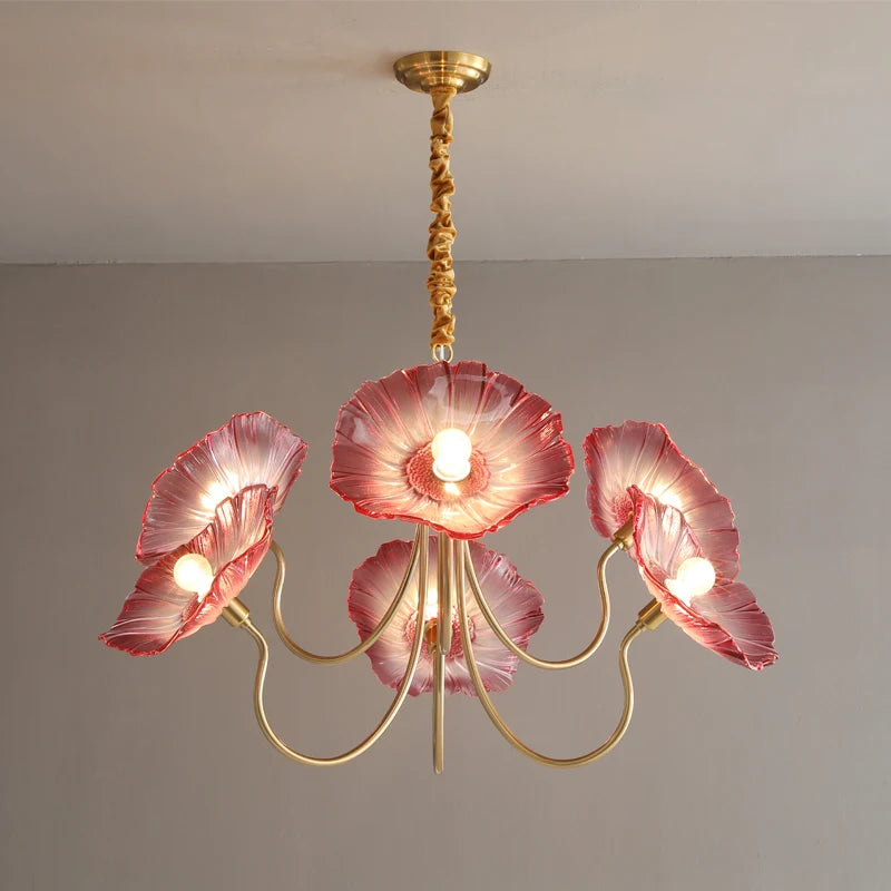 Lustre avec fleurs en verre déco nordique moderne