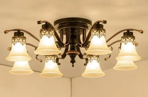 plafonnier vintage en verre et métal rétro lumineux - vue 11 sur 10