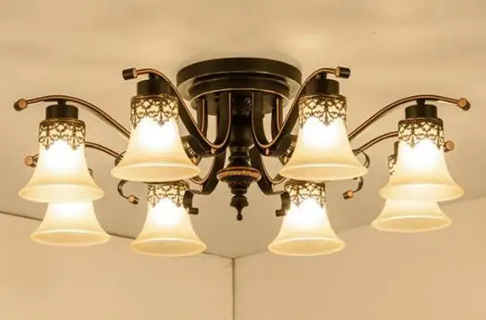 plafonnier vintage en verre et métal rétro lumineux - vue 10 sur 10