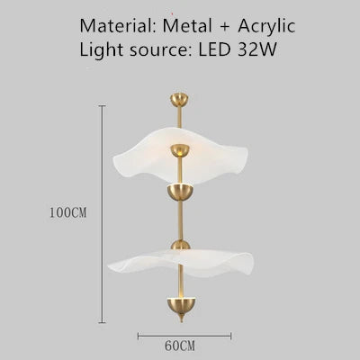 lustre led nordique en métal doré et acrylique décoratif pour intérieur - vue 7 sur 9