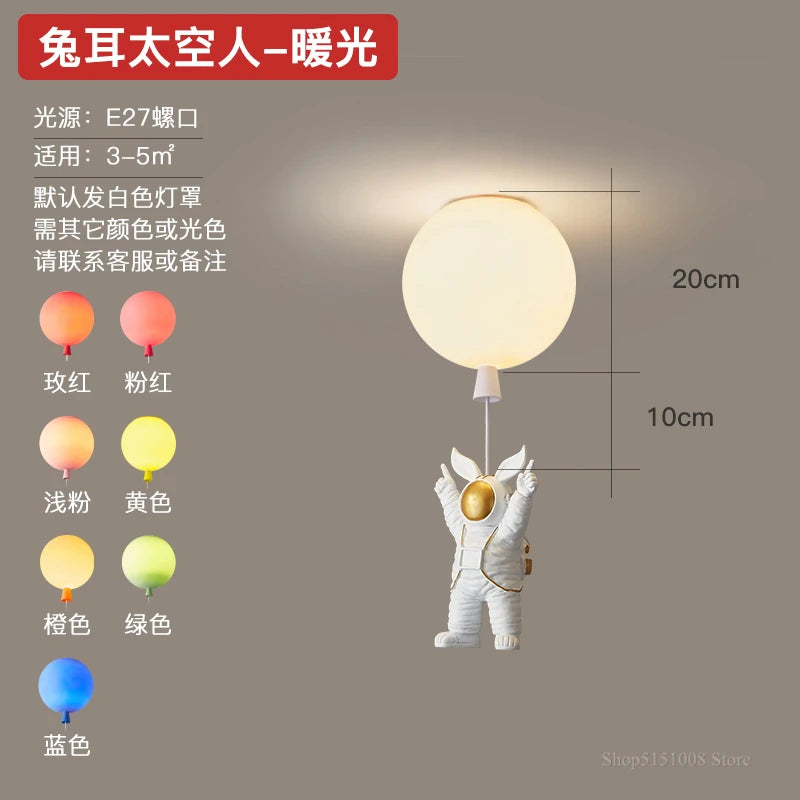 plafonnier led nordique créatif astronaute ballon pour enfants - vue 9 sur 21
