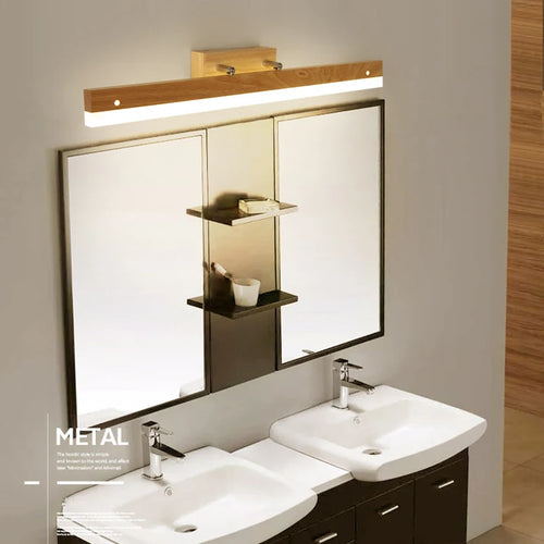 applique murale bois design nordique moderne décor intérieur salle bain miroir maquillage