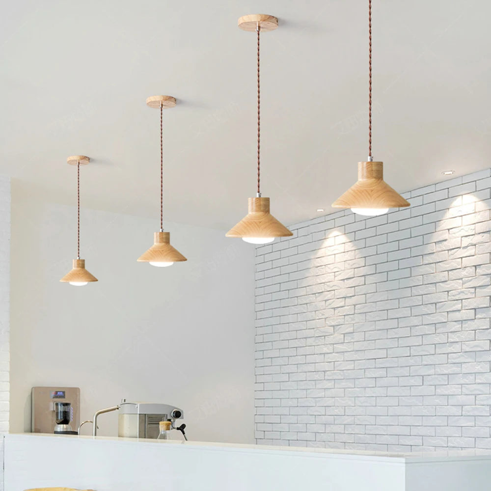 suspension luminaire led nordique moderne en bois pour décoration maison