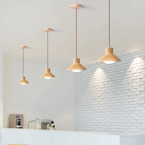 suspension luminaire led nordique moderne en bois pour décoration maison - vue 2 sur 7