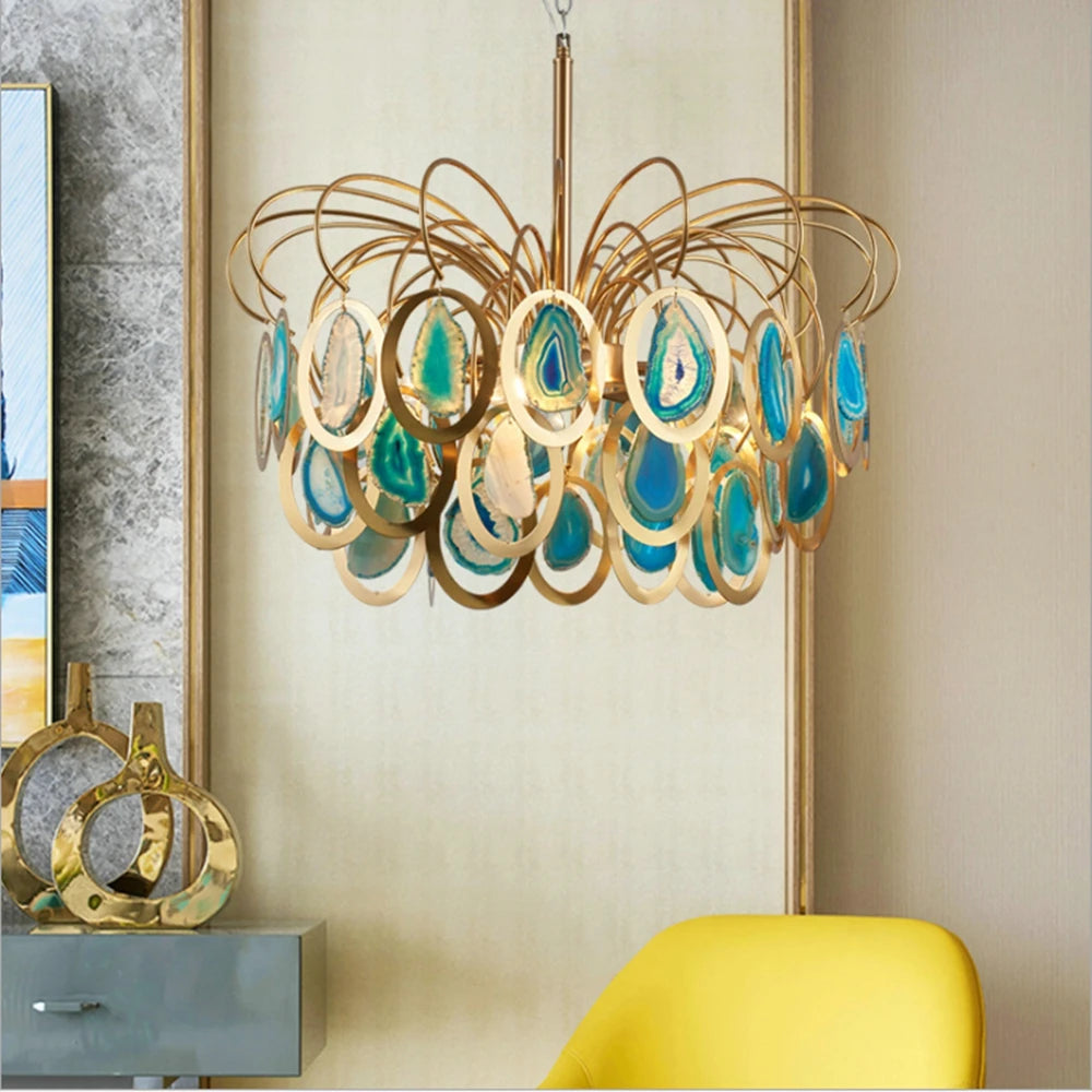 lustre nordique en agate pour décoration intérieure élégante - vue 4 sur 7