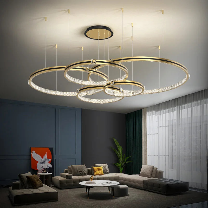 lustre en cristal moderne pour hall et restaurant luxe - vue 2 sur 17