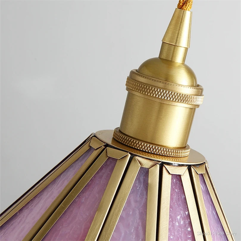 lampe de chevet moderne en verre avec décor floral suspendu - vue 3 sur 8