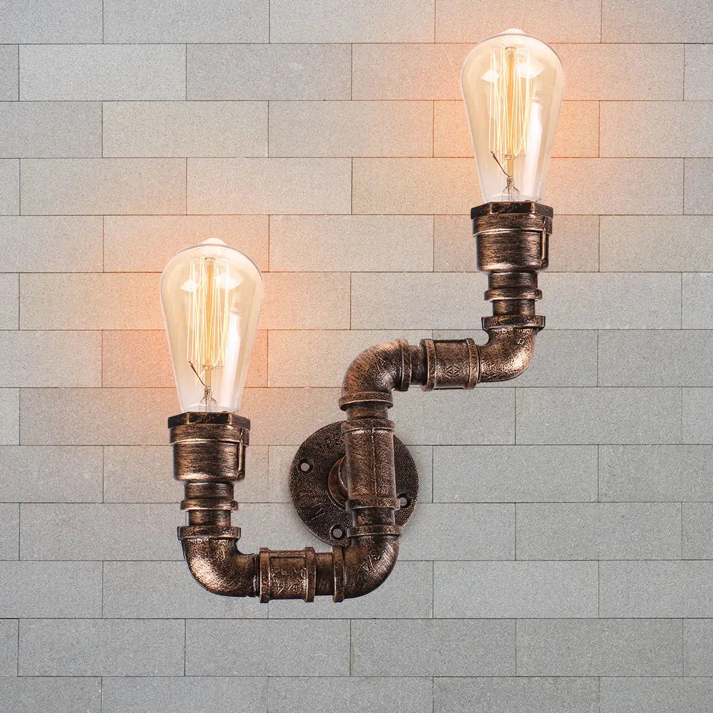 applique murale industrielle vintage loft 2 lumières pour bar - vue 5 sur 7