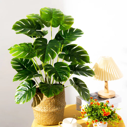 arbre tropical artificiel grandes feuilles de monstera en pot décoratif - vue 2 sur 23