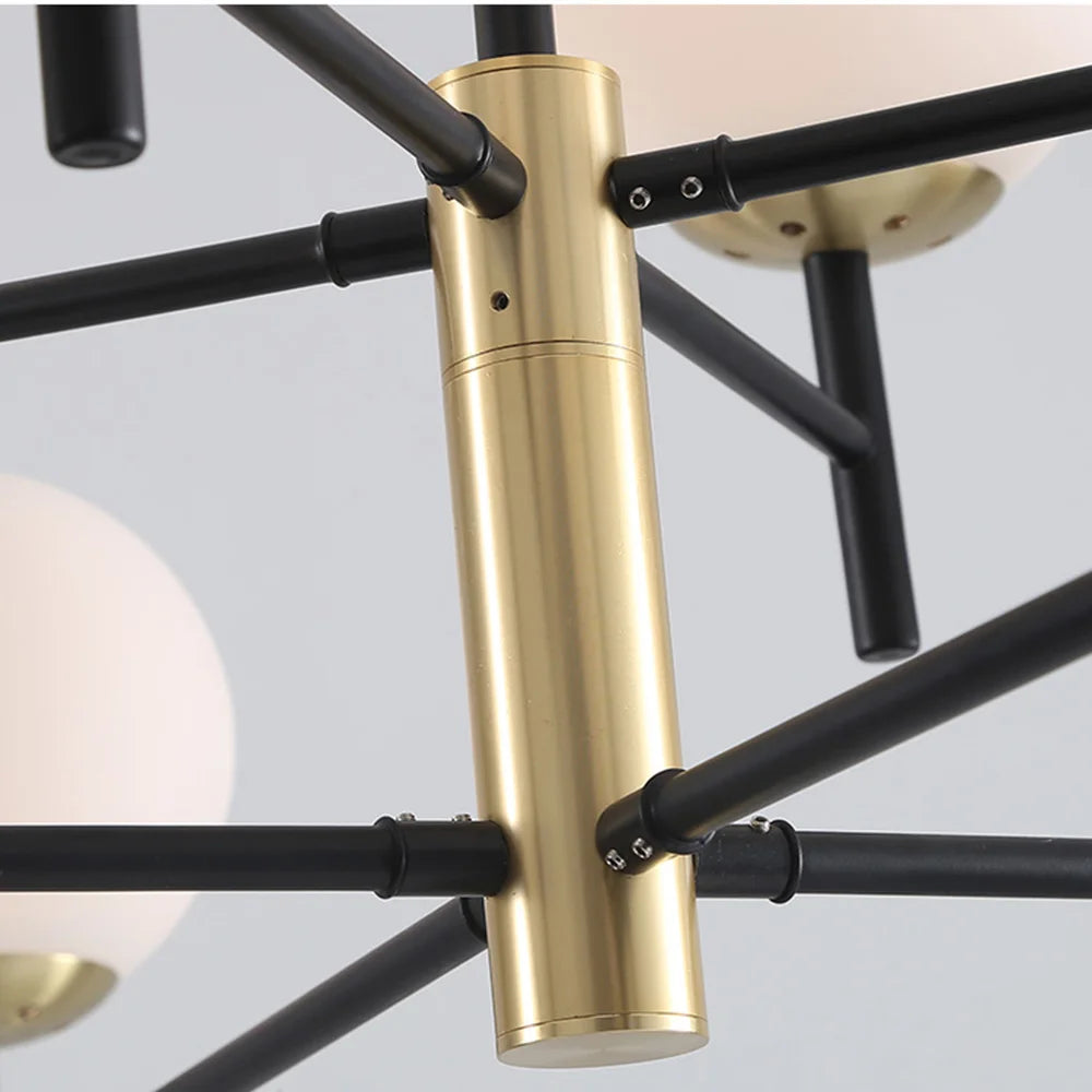 lustre industriel nordique 6 lumières ampoules à bulles de verre - vue 6 sur 14