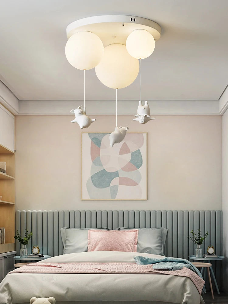 plafonnier led cochon volant pour décoration enfants - vue 3 sur 16