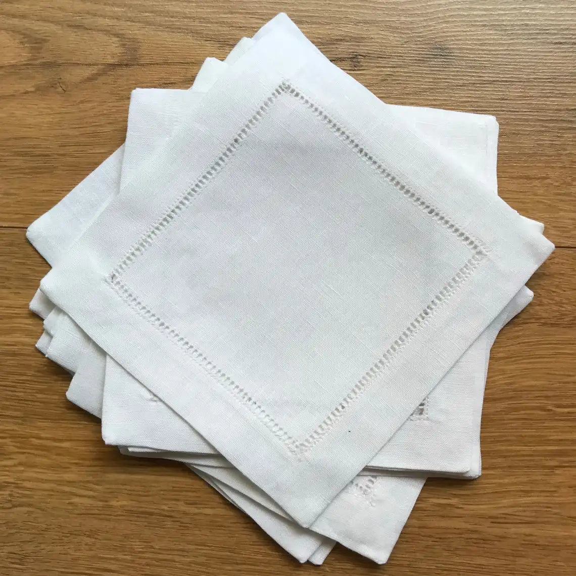 Serviette de table brodée en lin lot six