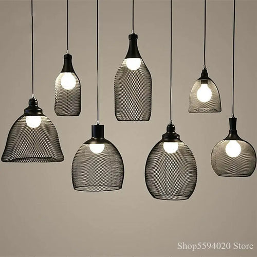 lustre cage à oiseaux style loft rétro en fer créatif minimaliste - vue 2 sur 18