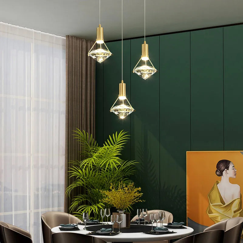 lustre personnalisable postmoderne en cristal avec led - vue 3 sur 10