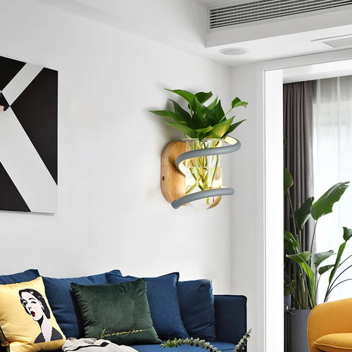applique murale nordique en bois avec plante verte pour ambiance chaleureuse - vue 3 sur 9