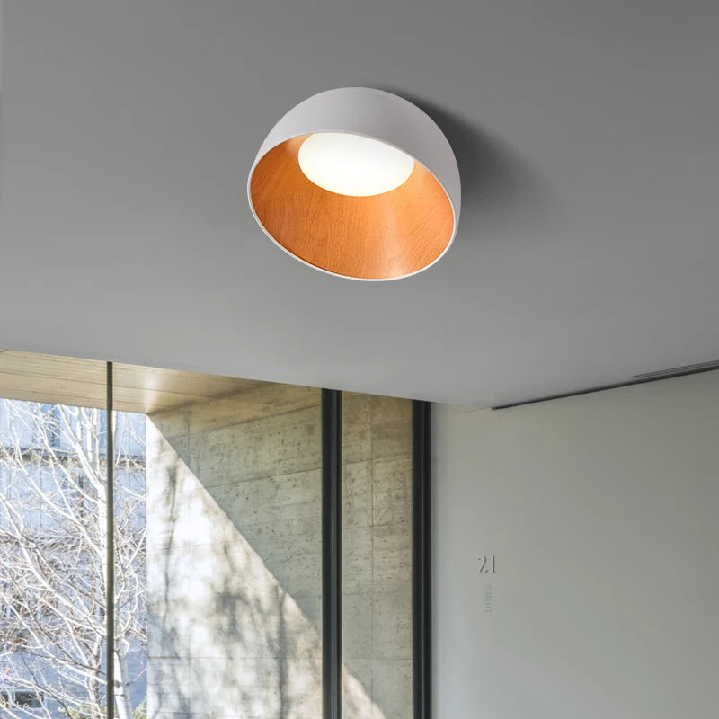 Moderne Simple bois LED lustre lumière balcon couloir créatif grain de bois lampe d'intérieur chambre Luminaires couleurs blanc ou noir