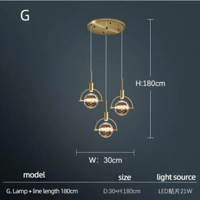 lampe nordique créative en cristal pour restaurant et bar - vue 12 sur 14