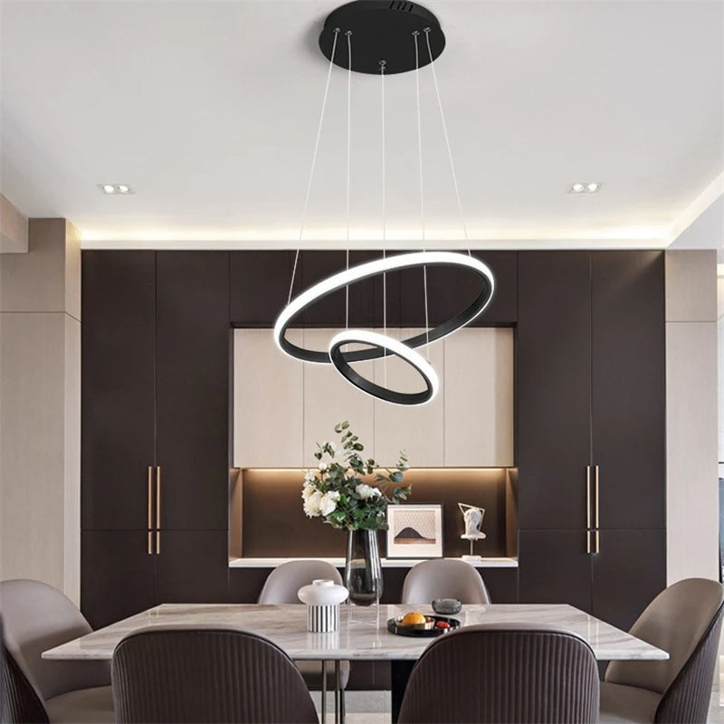 lustre moderne led en acrylique avec anneau lumineux - vue 6 sur 8