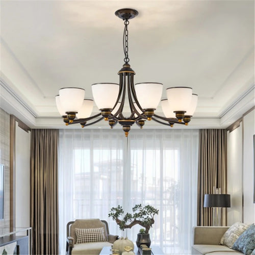 lustre classique en fer et verre pour décoration intérieure - vue 3 sur 16
