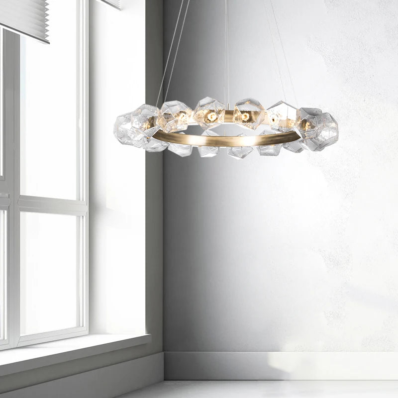 lustre moderne en pierre et verre élégant pour décoration intérieure - vue 6 sur 6