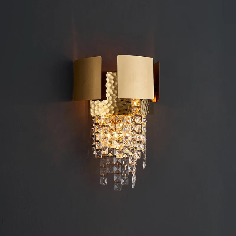 NAVIMC moderne applique en cristal pour chevet or applique murale LED appliques luminaires salon décor applique murale LED lumière en cristal - vue 4 sur 6