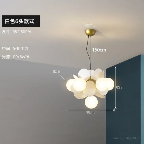 suspension à led design nordique avec fleurs décoratives en acrylique - vue 20 sur 24