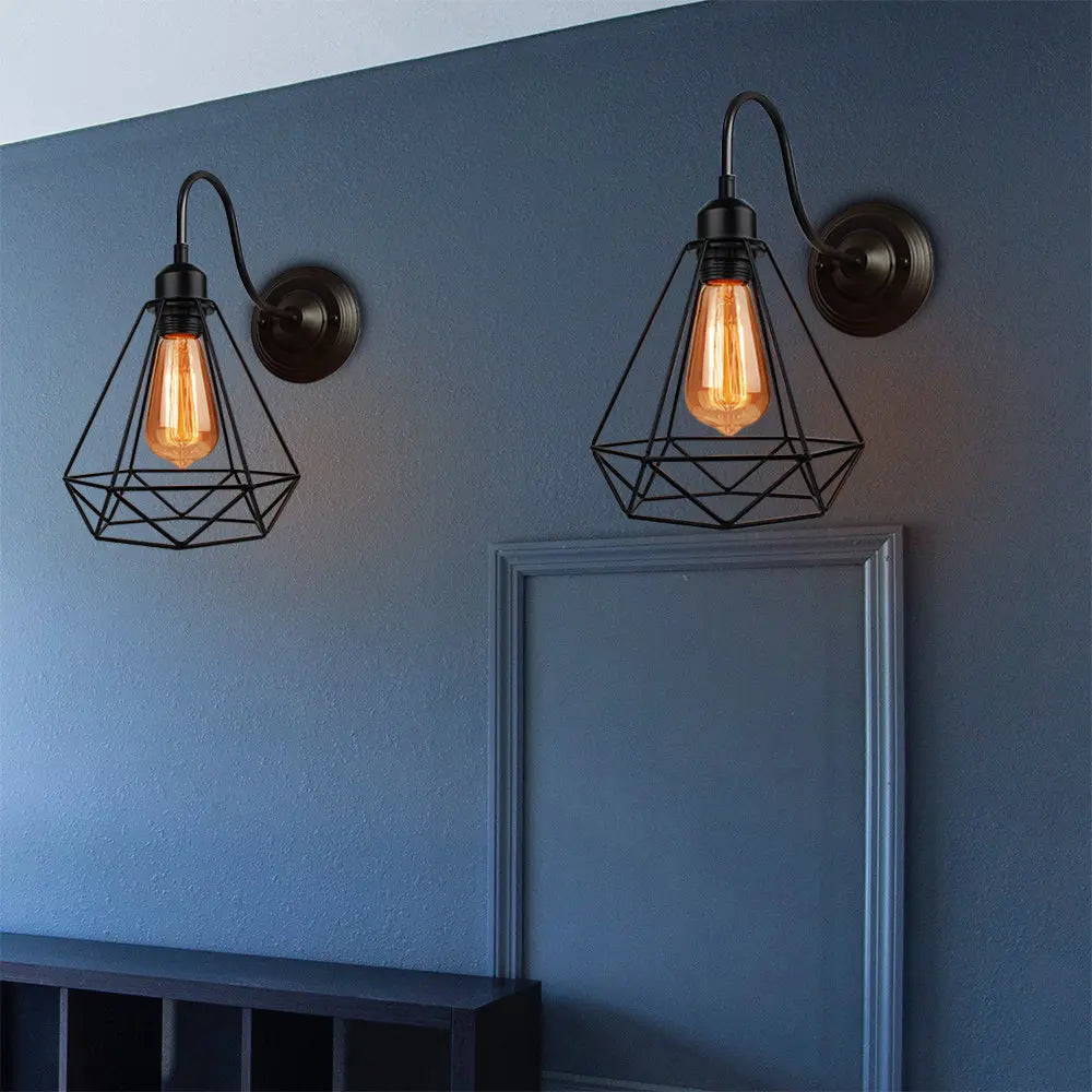 applique murale led cage vintage industrielle 2 pièces - vue 5 sur 7